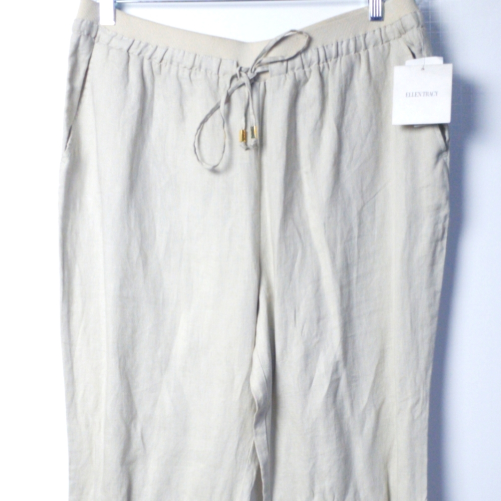 Ellen Tracy 100% Linen DrawString Pants